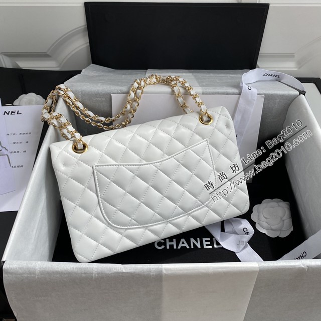 Chanel專櫃新款cf鏈條女包A01112 香奈兒Classic Flap Bag白色法國高端定制品單肩斜挎女包 djc6296